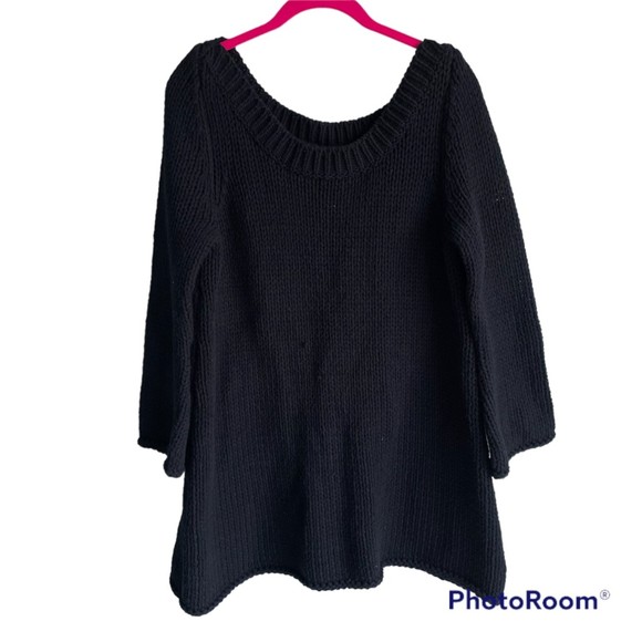 Soft Surroundings Black‎ Cozy Oversized Thick Knit Seafarer Ladies Sweater, M - Picture 1 of 4